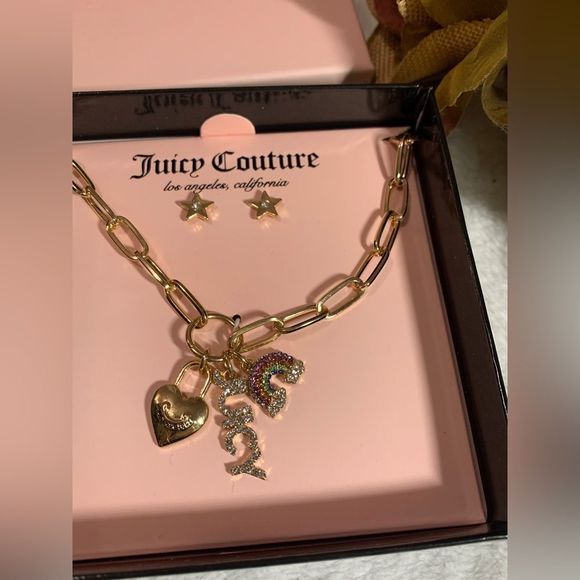 NEW JUICY COUTURE EARRINGS NECKLACE SET - Picture 3 of 5